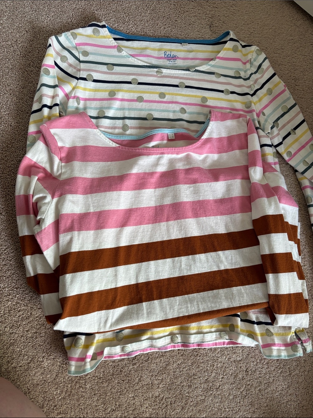Two long-sleeved Boden Breton tops, 10